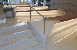 Cement terrazzo steps with lighting
