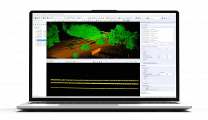 Point cloud on a computer screen in Global Mapper Pro.