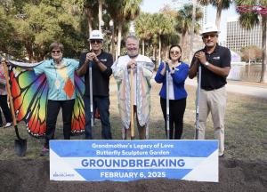 Mayor of Orlando breaks ground at Lake Eola Park for Butterfly Scupture Garden Project