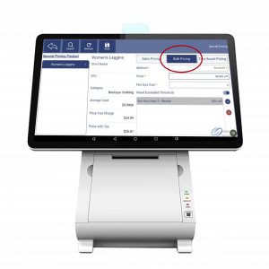 Screen of the Bulk Pricing Reset feature on the E800 with Sound POS