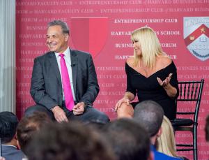 Financial advisor marketer Clint Arthur sharing the stage with actress Suzanne Somers at Harvard Faculty Club