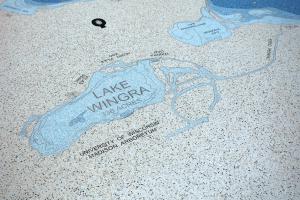 Terrazzo Design: details of topographical map in epoxy terrazzo