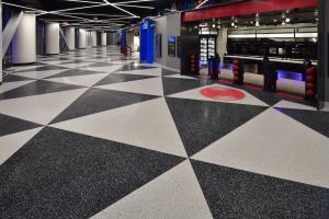 terrazzo design: black and white triangle design in terrazzo