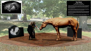 Photoshop rendering of 'The Bond: Two Hearts - One Spirit,' a monument of the racehorse Cody's Wish as it will look in the Kentucky Horse Park.