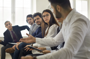 group of people at networking meeting