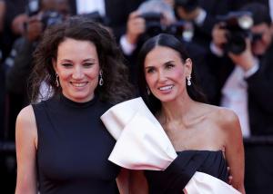 Filmmaker Coralie Fargeat with Demi Moore on the Red Carpet at the 2024 Cannes Film Festival