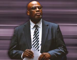 Christopher Darden, renowned criminal defense attorney, standing in court with a focused and authoritative presence, representing high-profile cases.