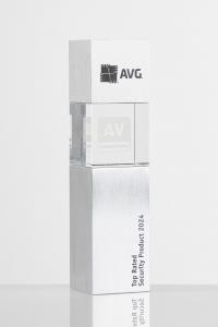 Trophy with the inscription AVG Top Rated Product