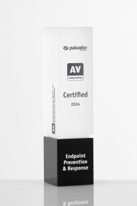 Trophy with the inscription Palo Alto Networks Certified 2024 Endpoint Prevention & Response