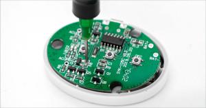 Dispensing Dymax Light-Cure Encapsulant onto Wearable PCB Electronics