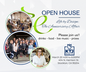 Join us in celebrating KTJ Design Co’s two remarkable milestones anniversaries during a special Open House Event planned for Thursday, March 20th starting at 4 pm.