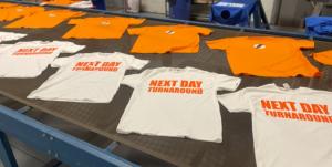 T Shirts Printed Fast on Belt at Bolt Printing Factory