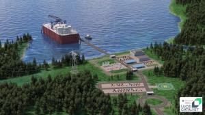 Image of the projected future design of nuclear power barges.