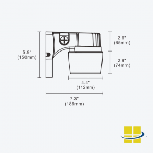 PAXT LED Wall Pack - Side View Fixture Dimensions