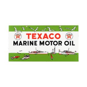 Texaco Marine Motor Oil double-sided porcelain sign, made in America in 1953, graded 9.09/9.25 in excellent condition, 11 inches by 21 ½ inches (CA$21,240).