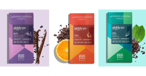 Pretty and colourful picture of  3 Giddy Yo Dark Chocolate Bar- Orange, Mint and Vanilla Salt