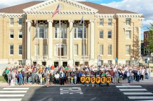 Community gathers to celebrate the re-opening of the Square after revitalization