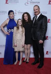 (L-R) Cathy Warburton; St. Jude patient, Natalie Tanner; Natalie's mother, Kristen Tanner; and Patrick Warburton