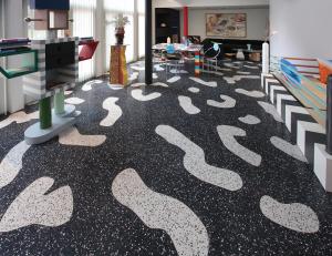 Terrazzo design: abstract motif inspired by bacterium cells
