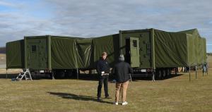 Firestorm Labs deployed xCell, a mobile expeditionary additive manufacturing station, alongside the runway at McMillan Airfield. Capable of manufacturing its Tempest drones, xCell can also produce other parts needed to maintain operational readiness. 