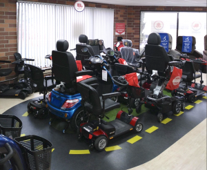 Photo of the Inside the showroom of Mobility City of Lake County IL is a wide variety of mobility equipment for rent and for sale