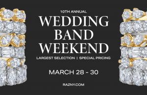 Wedding Band Weekend logo with two wedding band stacks and event details
