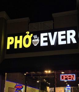 Pho Ever Summerlin storefront at night—bright lights, bold flavors.