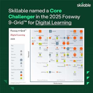 Skillable 9 grid inclusion as a Core Challenger shown on a graphic with Skillable's logo and green background