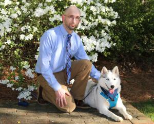 Lee Robertson and Auri, his 2-year old Siberian Husky.