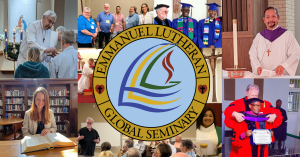 The Emmanuel Lutheran Global Seminary surrounded by diverse students
