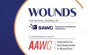 Collage graphic with the Wounds, SAWC Fall and AAWC logos on it