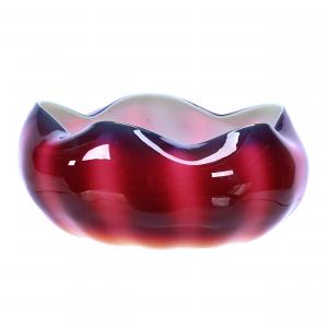 Plated amberina art glass bowl by New England Glass showing exceptional color, selling with a silverplate frame (not original to the bowl), marked Tufts #128. Estimate: $3,000-$6,000