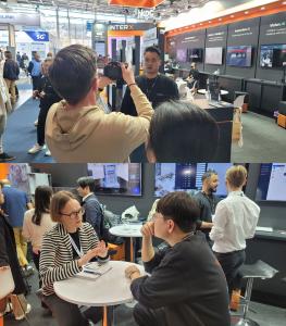 A German media outlet visits the INTERX booth to conduct an interview.