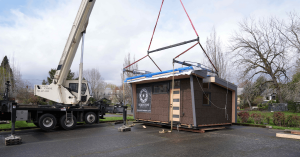 CedarStone Tiny Home Being Installed by Crane