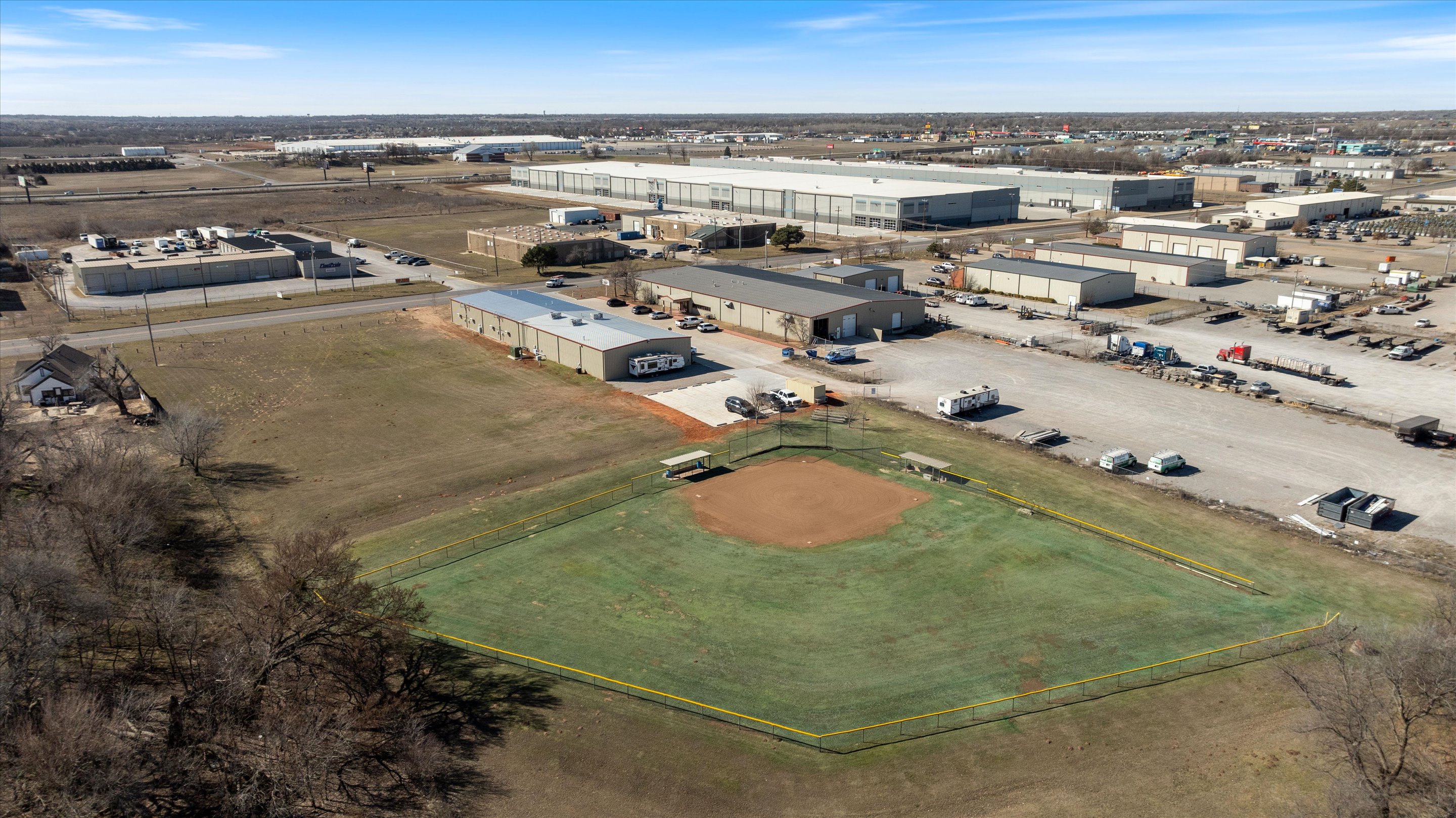 Aerial photo of 9309 W Reno showing the baseball diamond