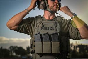 Black Box Safety industry partner Blake Darby demonstrating proper body armor fit.