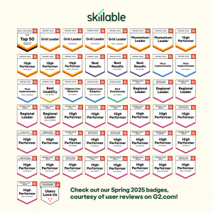 All G2 badges awarded to Skillable in Spring 2025