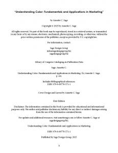 Understanding Color: Fundamentals and Applications in Marketing by Annette C. Sage - Copyright Info