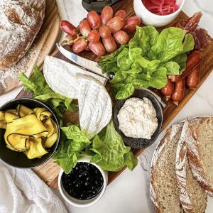 Sticky Balsamic Pearls with cheese and charcuterie