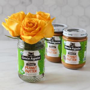 Once Again's organic and natural, nut and seed butters are sold in recycled and reusable glass jars.