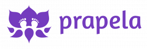 Prapela logo - outline of newborn feet inside a lotus flower blossom