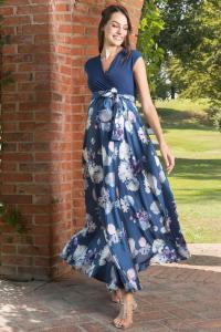 The Lucrezia Blue Florals Baby Shower Maternity Maxi Dress