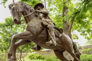 The Messenger monumental bronze sculpture at the Alamo
