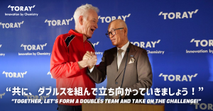Left: John McEnroe   Right: CEO of Toray, Mitsuo Ohya