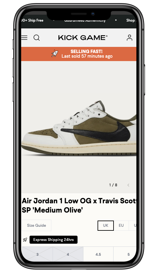 Product Details with Flockr Social Proof on Kick Game