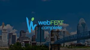 webFEAT Complete's Logo With Cincinnati in the background
