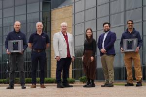 L-R Mark Rhodes CTO, Richard Hopkins Board Member & Chairman, Jonathan Reeves CEO, Claire Cramm Investment Manager Par Equity, Dan McKiddie Investment Manager Archangels, Rob Soni, Board Member & Investor