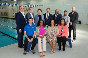 Photo of Swim for Charlie, Duke and Durham Public School VIPs at Celebration of their partnering to deliver Water Safety to At Risk Kids.