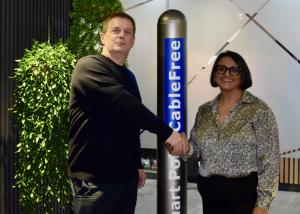 Stephen Patrick, CEO of CableFree and Anita Mistry, Sales Director at Cogent Distribution
