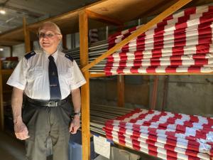 Corps Sergeant Major Stuart Downes of The Salvation Army Milford Corps  Preparing for the Fly the Flag Program